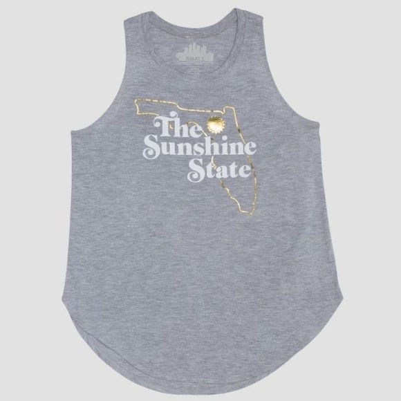 Women's The Sunshine State Graphic Tank Top - Awake Heather Gray Small - Picture 1 of 9